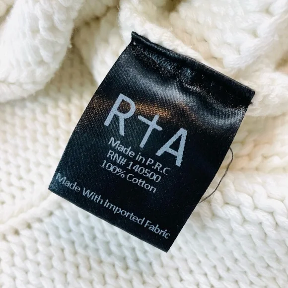 RTA • White Fever Distressed Cable Knit Cropped Sweater, M - Picture 14 of 16